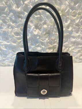 Wilsons Leather Black Leather Tote with Front Pocket